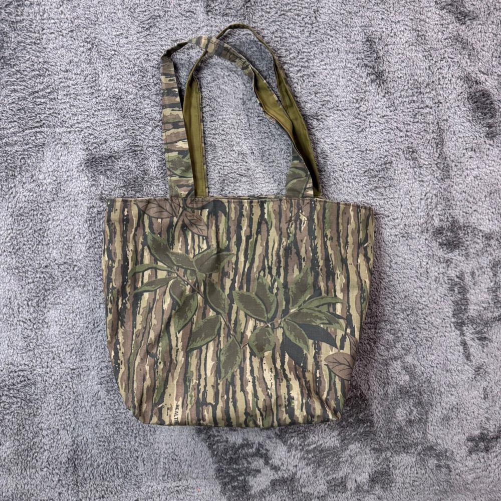 Realtree Camo Tote Bag Advantage Timber Canvas Shoulder Bag Green Brown Leafy